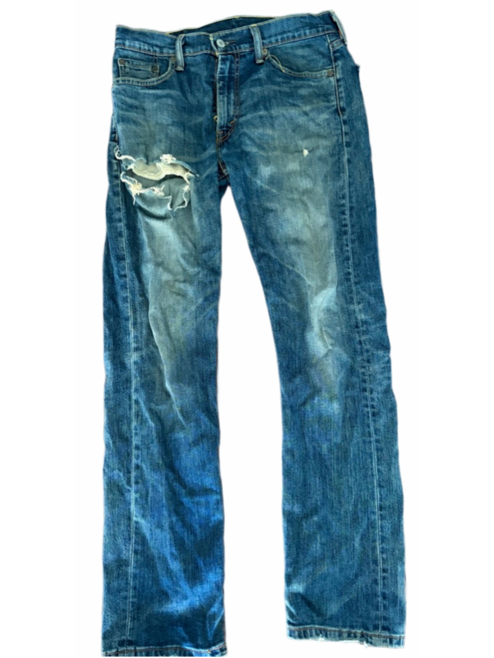 Men's Levi's Slim Straight Jeans Waist 30 Blue Distressed